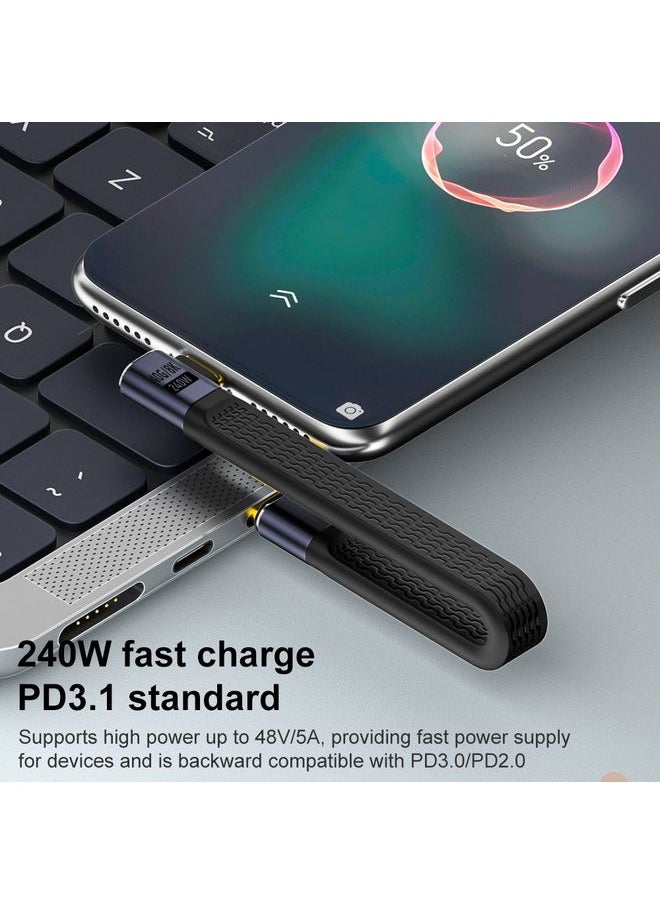 240W 40Gbps USB-C / Type-C Male to USB-C / Type-C Male Flexible Board Data Cable, Style:Side Bend
