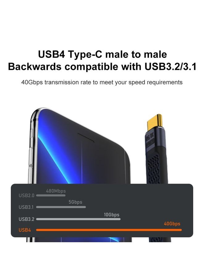 240W 40Gbps USB-C / Type-C Male to USB-C / Type-C Male Flexible Board Data Cable, Style:Side Bend
