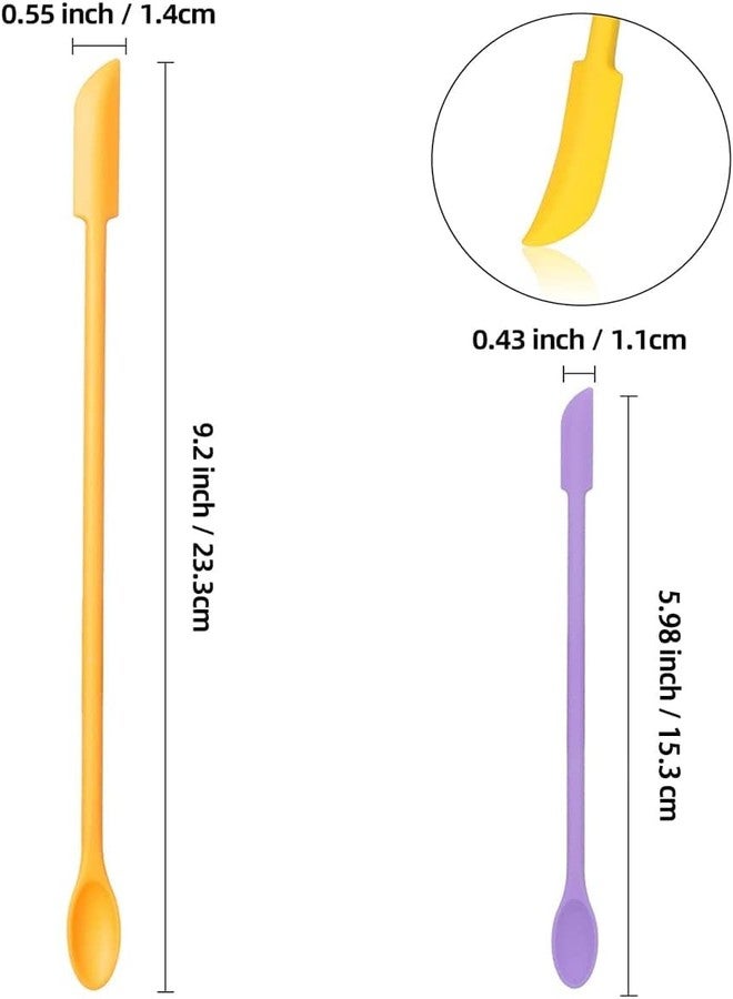 PCEEL Mini Spatula Silicone Spatula Set - 2pcs Small Makeup Scrapers for Cosmetics, Reusable Beauty Tiny Tools, Thin Jar Scraper, Get the Last of the Makeup Out of the Bottle(Yellow and Purple) - Image 2