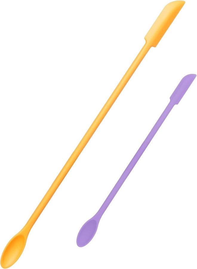 PCEEL Mini Spatula Silicone Spatula Set - 2pcs Small Makeup Scrapers for Cosmetics, Reusable Beauty Tiny Tools, Thin Jar Scraper, Get the Last of the Makeup Out of the Bottle(Yellow and Purple) - Image 1