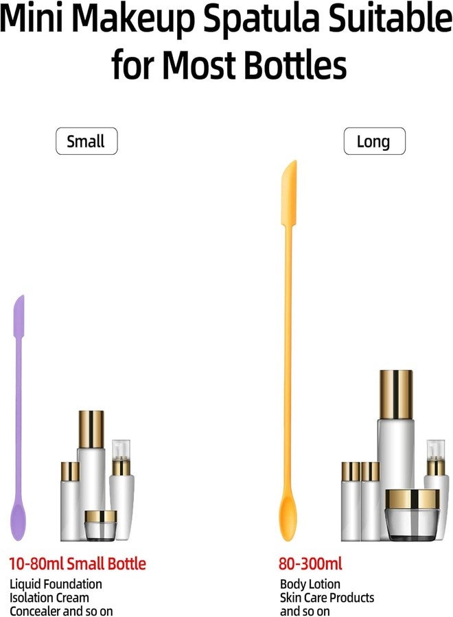 PCEEL Mini Spatula Silicone Spatula Set - 2pcs Small Makeup Scrapers for Cosmetics, Reusable Beauty Tiny Tools, Thin Jar Scraper, Get the Last of the Makeup Out of the Bottle(Yellow and Purple) - Image 3