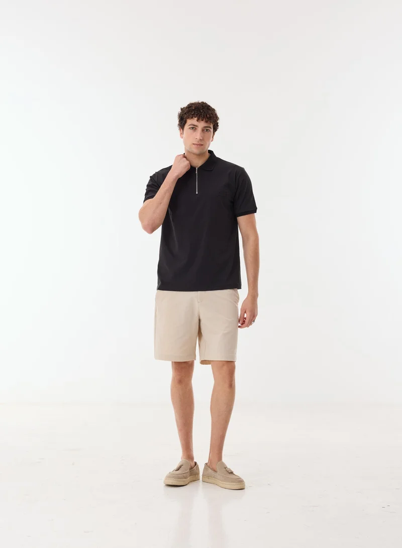 أشيتا فرنانديز Men's Quarter-Zip Short Sleeve Polo Shirt