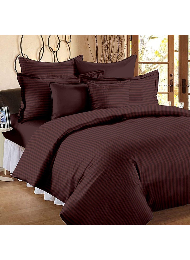 RRC RRC Super Soft Brushed Microfiber Cotton Satin Stripes Double Bed Sheet with 2 Pillow Cover90X108Inches Bedsheet with Pillow Covers  - Image 1