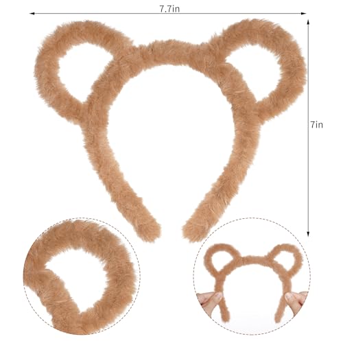 Yolyoo 3pcs Chipmunk Ears Headband Chipmunk Headband Accessory and 1 Black Round Glasses Frame for Cosplay Animal Halloween Party (Brown) - Image 2