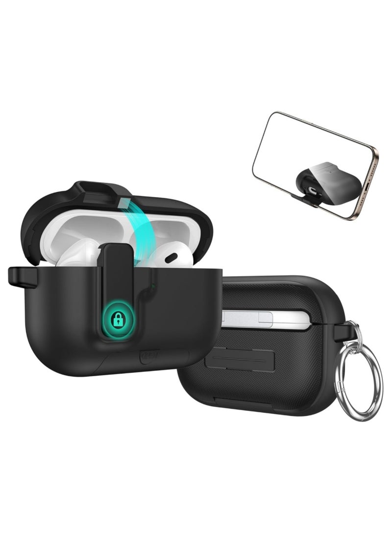 Aookay Modern Lock for Apple AirPods Pro 3rd Generation Case, Sleek Protective Style with Locking Security Compatible with Airpods Pro 3 (Black) - Image 1