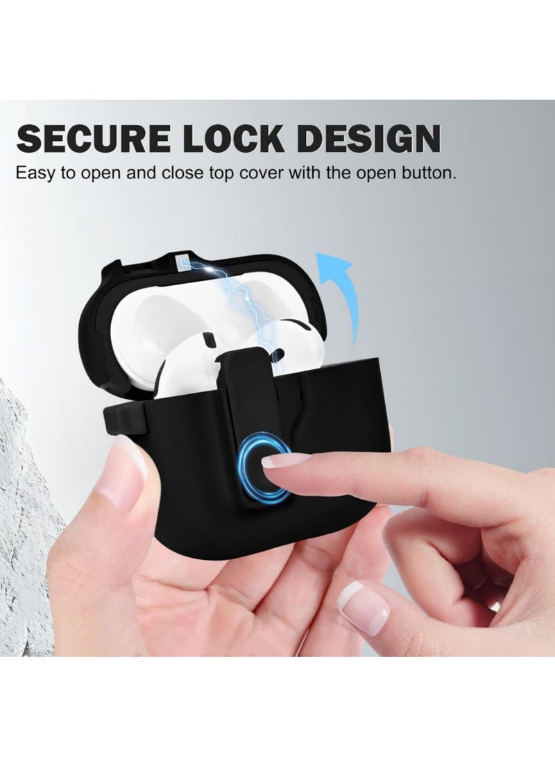 Aookay Modern Lock for Apple AirPods Pro 3rd Generation Case, Sleek Protective Style with Locking Security Compatible with Airpods Pro 3 (Black) - Image 4