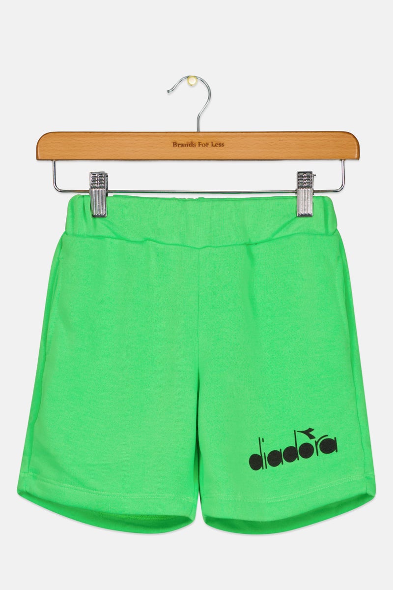 DIADORA Kids Boy Brand Logo Basic Shorts, Green/Black - Image 1
