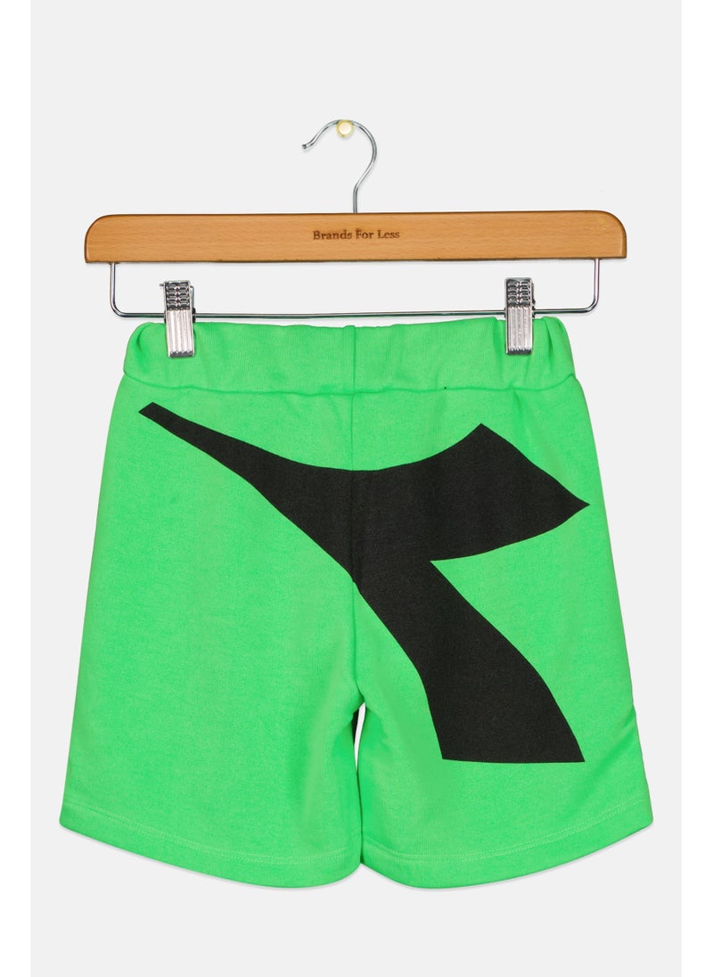 DIADORA Kids Boy Brand Logo Basic Shorts, Green/Black - Image 3