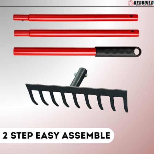 RedBuild Garden Rake with Long Handle (10 Tines ( Medium )) - Image 4