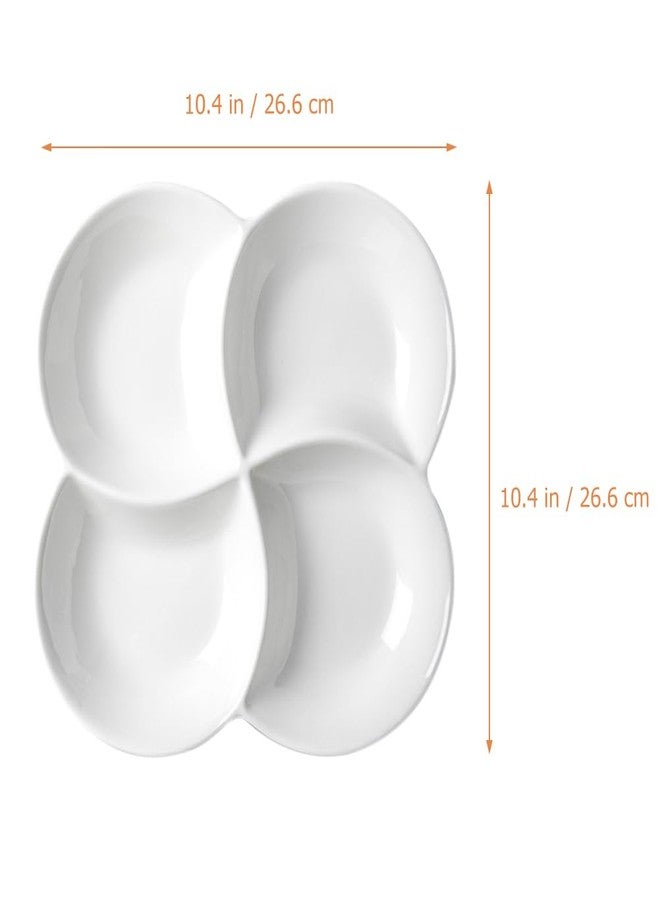 LABRIMP Appetizer Platter 4 Compartment Multi-grid Snack Plate Dried Fruit Dish Divided Serving Tray for Candies Nuts Elegant White Serving Platter for Entertaining - Image 2