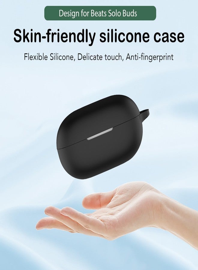 USTIYA Case for Beats Solo Buds Wireless Headphones Protection Cover Full-Body Soft Silicone with Keychain Headphone Accessories Funda Carcasa (Black) - Image 5