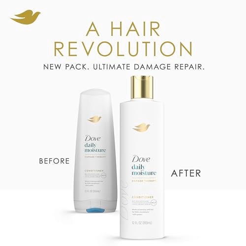 Dove Conditioner Daily Moisture Damage Therapy for Dry Hair with Bio-Protein Care Technology and Hyaluronic Serum 12 Fl Oz - Image 3