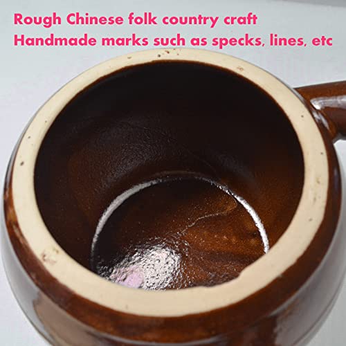 ZHCHSH Casserole Clay Pot 60oz Heat-resistant Handmade Earthen Cooking Serving with Lid Soup Spout (1800ml brown) - Image 5
