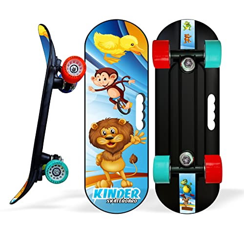 jaspo Street Runner Junior 18 Inches Fiber Skateboard For Kids Upto 7 Years Age Group Recommended Boys And Girls (Suitable Beginners Learners, Lion King multicolor) - Image 1