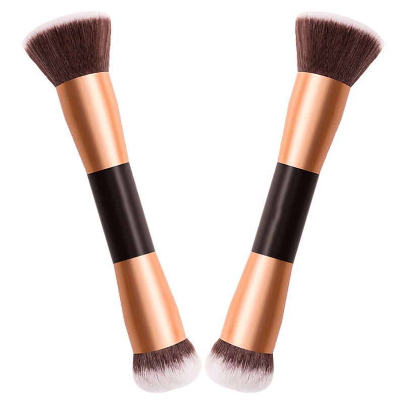 2pcs Double Ended Portable Makeup Brush for Powder and Blushes Soft for Smooth Application for Daily Use and Special Occasions - Image 2