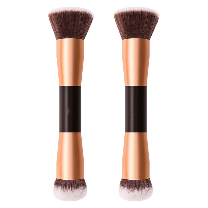 2pcs Double Ended Portable Makeup Brush for Powder and Blushes Soft for Smooth Application for Daily Use and Special Occasions - Image 1