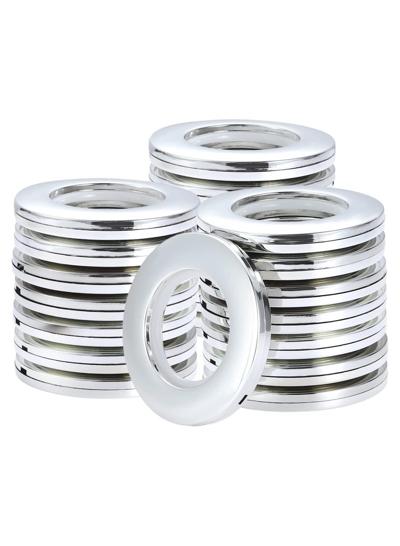 AL WADI FURNITURE AWF Al Wadi Furniture Pack of 50 Shiny Silver Curtain Grommets Round Plastic Curtain Eyelet Rings with nano-scale silencer ring, DIY Rings for Window Curtain, Shower Curtain, Locker Room Door Curtain  - Image 1