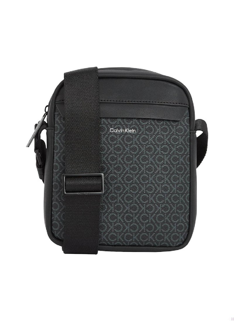 CALVIN KLEIN - Men's Logo Reporter Bag - Polyester Blend, Black - Image 1