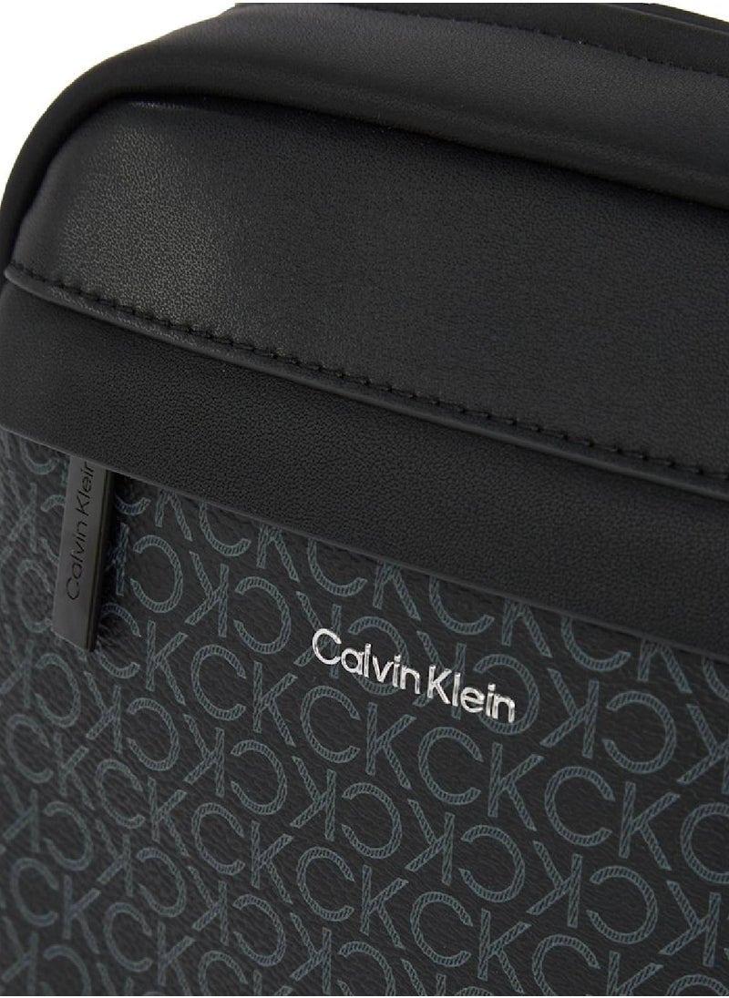 CALVIN KLEIN - Men's Logo Reporter Bag - Polyester Blend, Black - Image 1