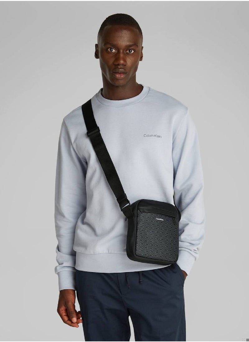 CALVIN KLEIN - Men's Logo Reporter Bag - Polyester Blend, Black - Image 1
