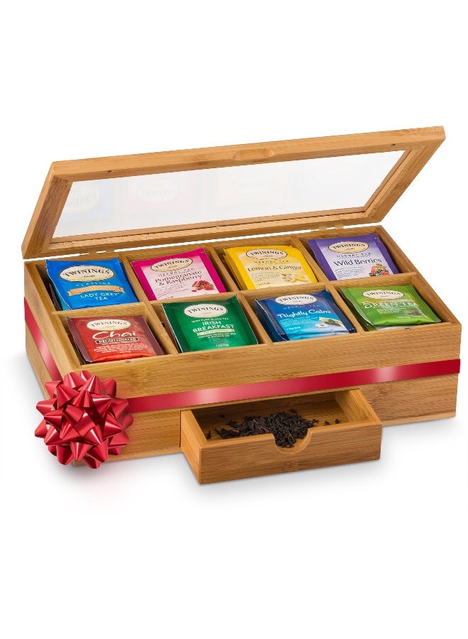 Bambüsi Bamboo Tea Bag Organizer Storage Box with Drawer & Acrylic Window - Magnetic Lid Keeps Contents Fresh - Ideal Mothers Day Gifts for Mom - Gift Caddy (Tea Not Included) - Image 1