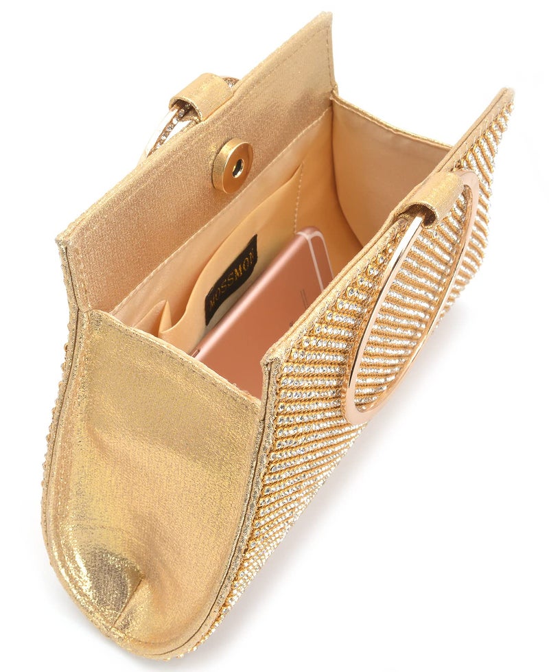 MOSSMON Crystal Clutch Purses Bride and Bridesmaid Handbag Elegant Wristlet Evening Bag for Women Gold - Image 3