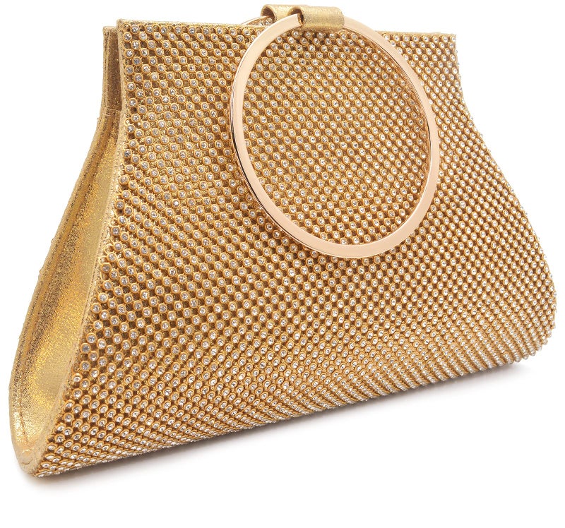 MOSSMON Crystal Clutch Purses Bride and Bridesmaid Handbag Elegant Wristlet Evening Bag for Women Gold - Image 1