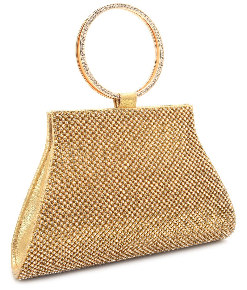 MOSSMON Crystal Clutch Purses Bride and Bridesmaid Handbag Elegant Wristlet Evening Bag for Women Gold - Image 2