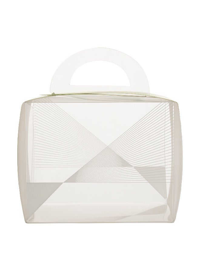 Restaurantware 5 Inch x 3.25 Inch Cupcake Boxes, 100 Disposable Cupcake Display Boxes - With Handle, Geometric Line Accent, Clear Plastic Single Cupcake Containers, For Weddings Or Birthdays - Image 1