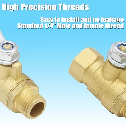 Qolekog 1/4 inch NPT Brass Ball Valve Kit Air Compressor Shut Off Valve With M-Stype Air Plug Fitting 1/4"NPT Male Thread 2 Part Unit - Image 3