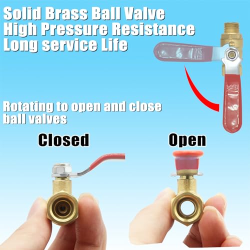 Qolekog 1/4 inch NPT Brass Ball Valve Kit Air Compressor Shut Off Valve With M-Stype Air Plug Fitting 1/4"NPT Male Thread 2 Part Unit - Image 2