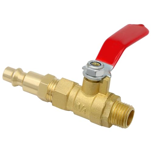 Qolekog 1/4 inch NPT Brass Ball Valve Kit Air Compressor Shut Off Valve With M-Stype Air Plug Fitting 1/4"NPT Male Thread 2 Part Unit - Image 1