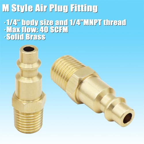 Qolekog 1/4 inch NPT Brass Ball Valve Kit Air Compressor Shut Off Valve With M-Stype Air Plug Fitting 1/4"NPT Male Thread 2 Part Unit - Image 5