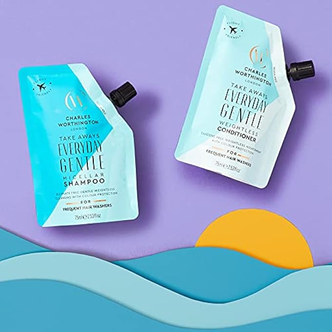 CHARLES WORTHINGTON TRAVEL-SIZE EVERYDAY GENTLE MICELLAR SHAMPOO TAKEAWAY, NOURISHING SHAMPOO TO CLEANSE, LIGHTWEIGHT HAIR SHAMPOO FOR WOMEN AND MEN, SALON SHAMPOO FOR EVERYDAY USE, 75 ML - Image 3
