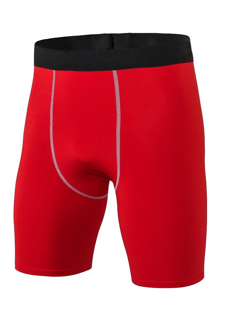 Loquat Men Quick Dry Breathable Elastic Shorts Red - Image 1