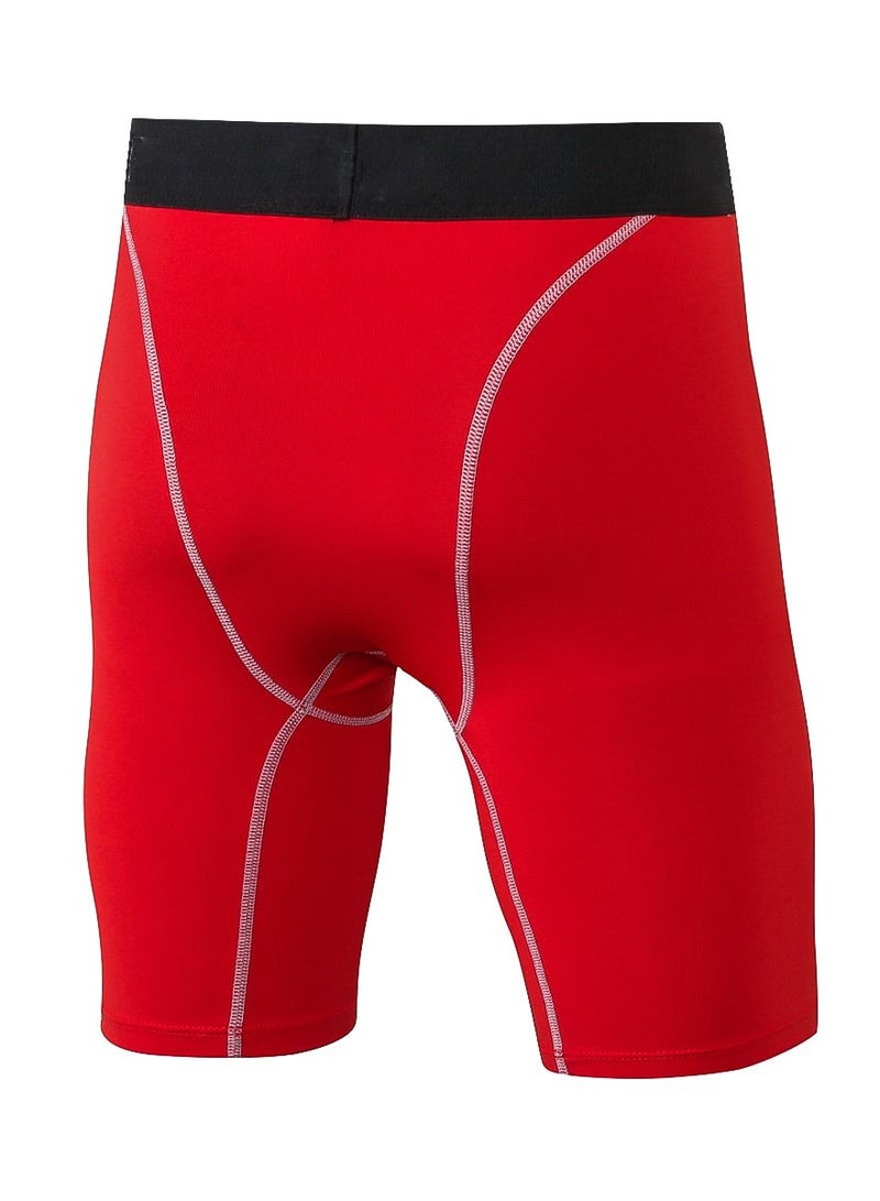 Loquat Men Quick Dry Breathable Elastic Shorts Red - Image 2