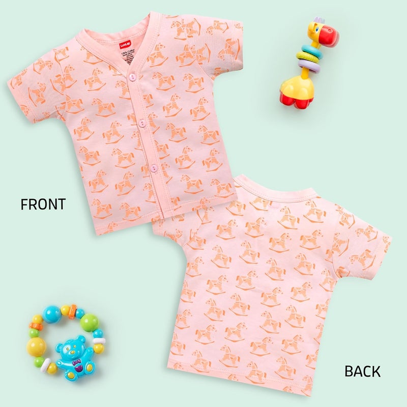 LuvLap Baby Boys & Girls Pack of 4 Half Sleeve Jhabla - 100% Cotton, Multicolor, Size M (3 to 6 Months) - Image 4