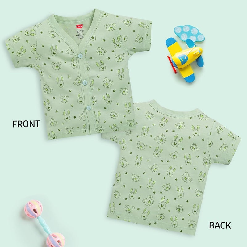 LuvLap Baby Boys & Girls Pack of 4 Half Sleeve Jhabla - 100% Cotton, Multicolor, Size M (3 to 6 Months) - Image 2