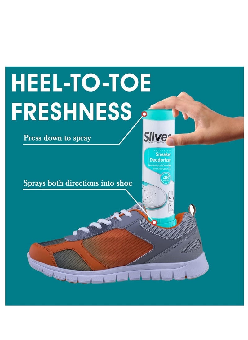 Silver - Shoe Sneaker Deodorizer Spray, Freshens and Neutralizes Odor From Sneakers Shoes, Boots, Gym Bags & More 100ml - Image 1