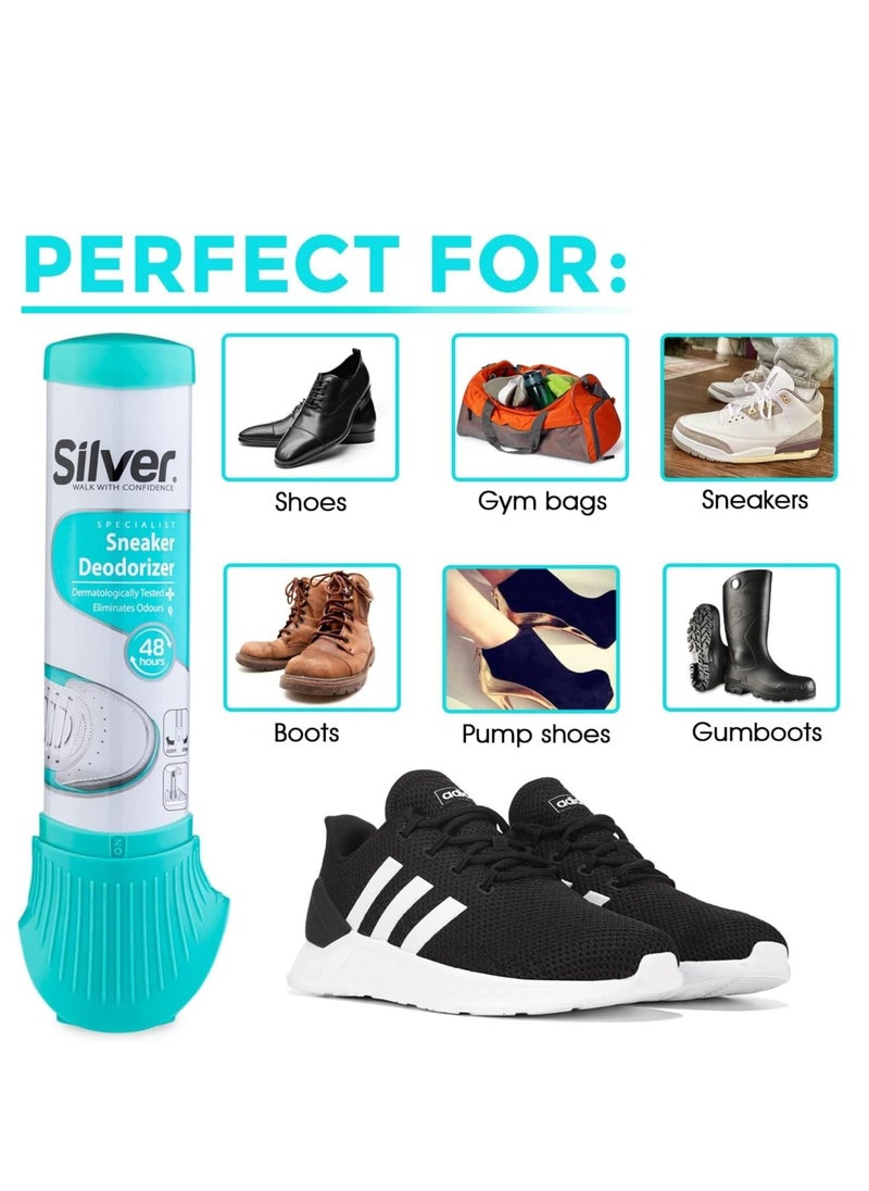 Silver - Shoe Sneaker Deodorizer Spray, Freshens and Neutralizes Odor From Sneakers Shoes, Boots, Gym Bags & More 100ml - Image 1