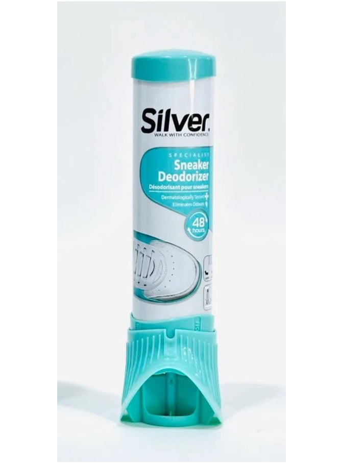 Silver - Shoe Sneaker Deodorizer Spray, Freshens and Neutralizes Odor From Sneakers Shoes, Boots, Gym Bags & More 100ml - Image 1