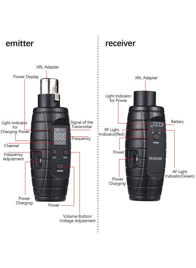 Wireless Transmitter and Receiver UHF Wireless Guitar Transmitter Receiver with Microphone  - Image 5