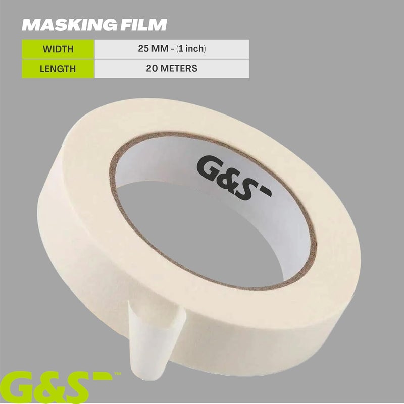 GS Masking Tape for Painting I Painter Tape - Easy to Tear, 1st choice for Carpenter, Artists, Labelling and Painting. Leaves no residue (Width- 25mm/1 Inch x 20 meter in length) (7) - Image 4