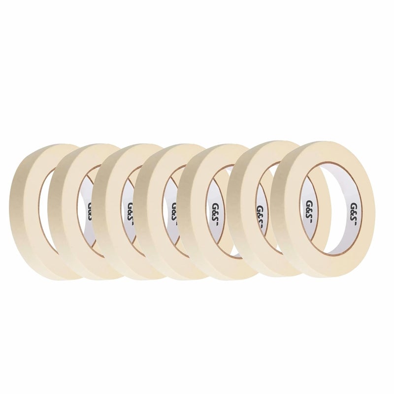 GS Masking Tape for Painting I Painter Tape - Easy to Tear, 1st choice for Carpenter, Artists, Labelling and Painting. Leaves no residue (Width- 25mm/1 Inch x 20 meter in length) (7) - Image 1