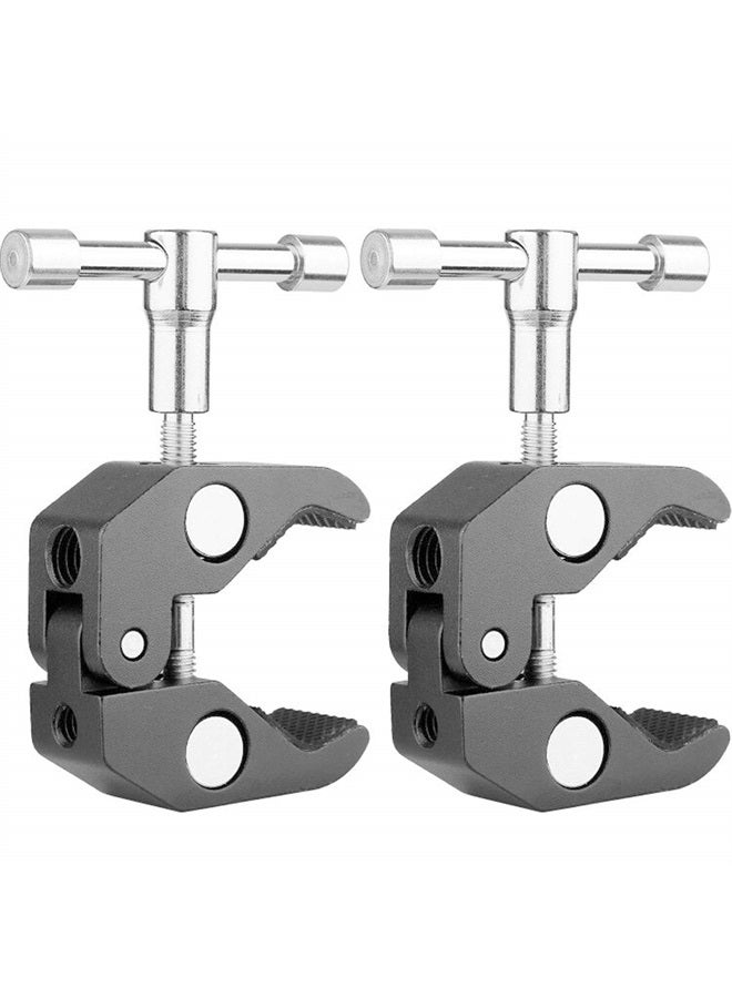 Super Clamp Crab Clamp Photography w/ 1/4'' and 3/8'' Thread Rod Clamp Pliers Clip for DSLR Rig Cameras, 15mm Rods, Lights, Umbrellas, Hooks, Plate Glass, Cross Bars and More 2Pack