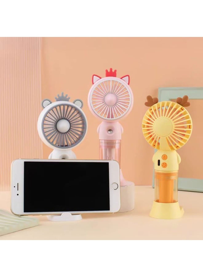 Mini rechargeable fan with multi-colored mist sprayer (1 unit) - Image 1
