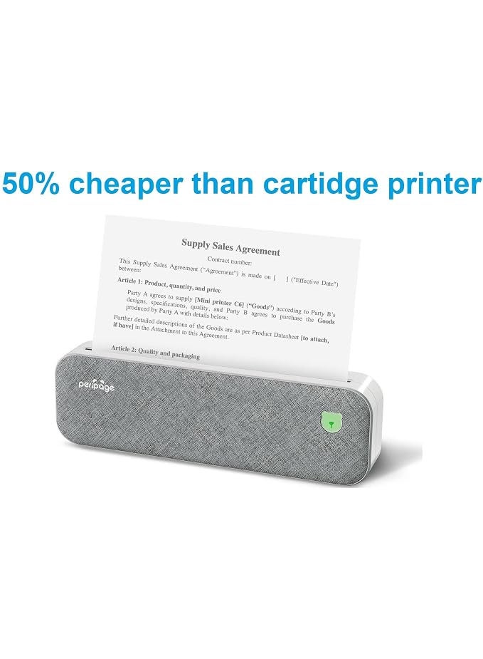 PeriPage A40 Thermal A4 Transfer Portable Printer, Supports US Letter & Legal Length, Wireless Bluetooth Mobile Travel Printer, Compatible with Android and iOS, Prints Documents, Web Pages, Photos, Grey - Image 3