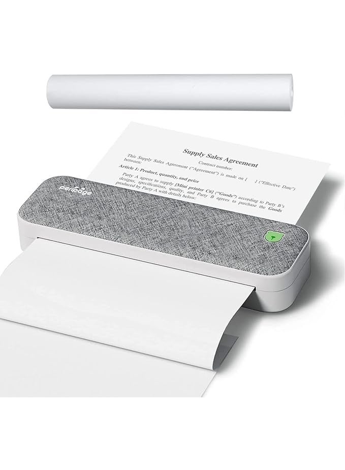 PeriPage A40 Thermal A4 Transfer Portable Printer, Supports US Letter & Legal Length, Wireless Bluetooth Mobile Travel Printer, Compatible with Android and iOS, Prints Documents, Web Pages, Photos, Grey - Image 1