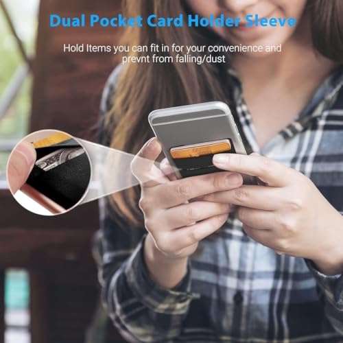 Mizi (2 Pack Adhesive Phone Stretchy Wallet, Card Holder for Back of Phone Stick on Phone Cases for iPhone/Android/Samsung Galaxy - Pink - Image 2