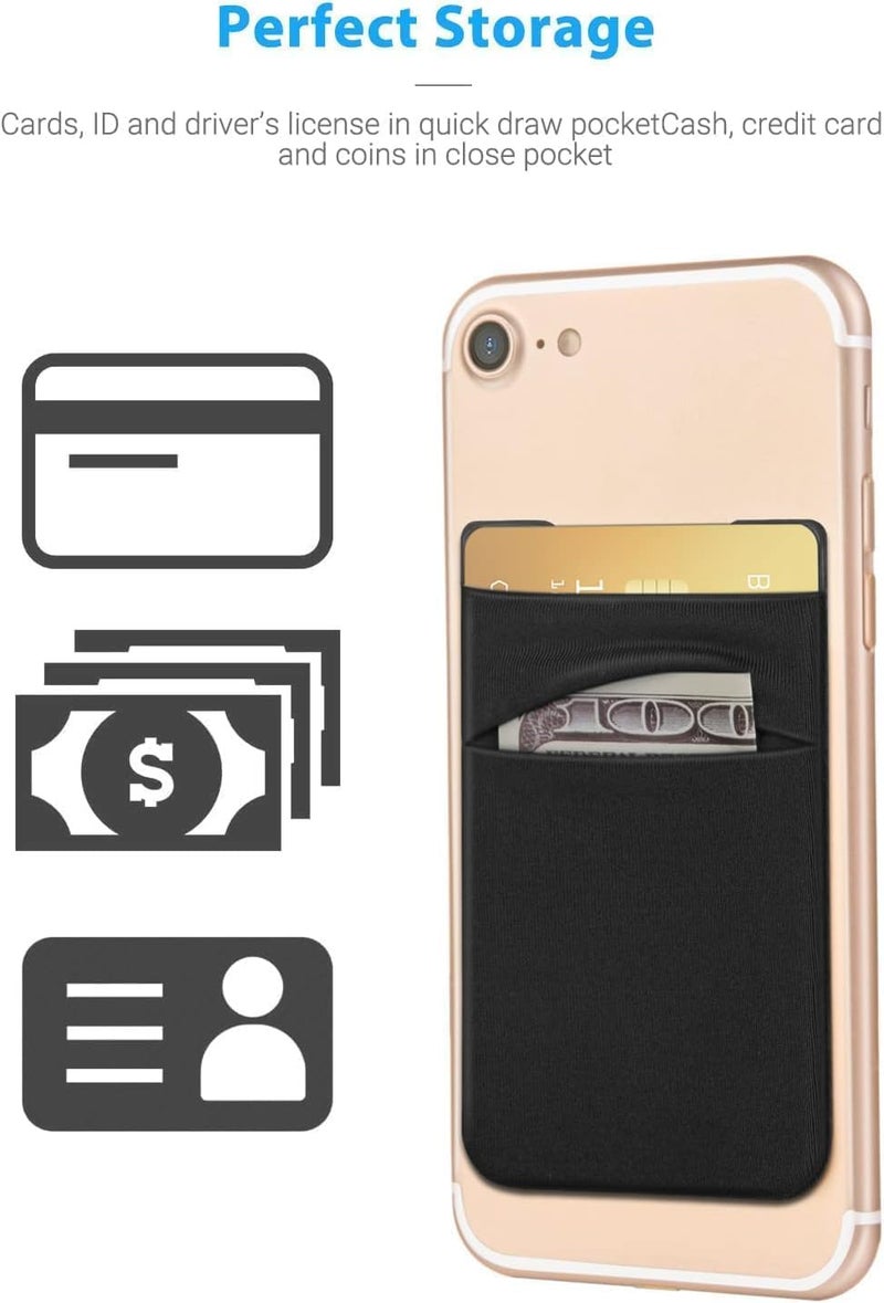 Mizi (2 Pack Adhesive Phone Stretchy Wallet, Card Holder for Back of Phone Stick on Phone Cases for iPhone/Android/Samsung Galaxy - Pink - Image 3